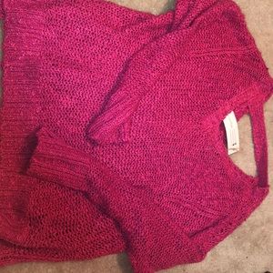 pink woven sweater